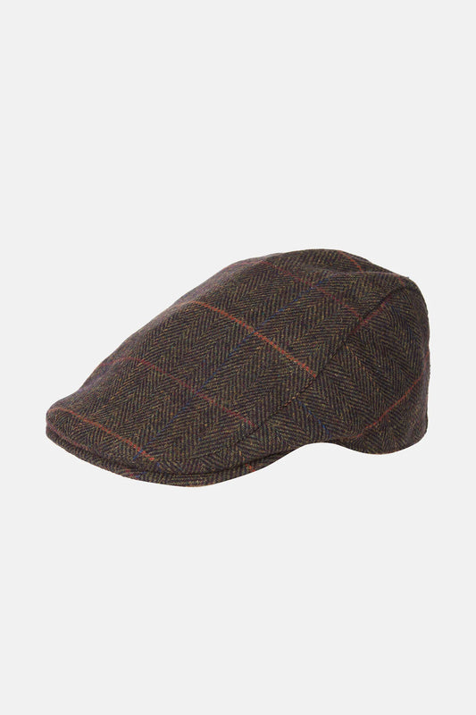 Cheviot Flat Cap - OLIVE HERRINGBONE