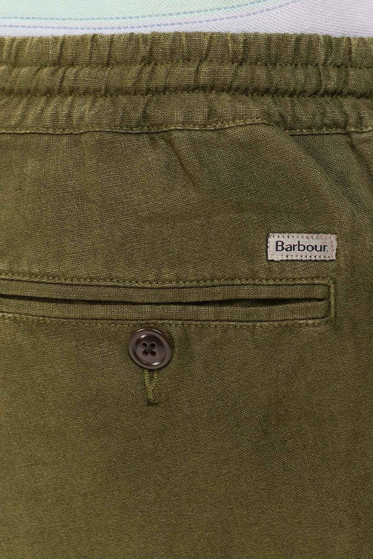 Linen Cotton Mix Shorts - MILITARY GREEN