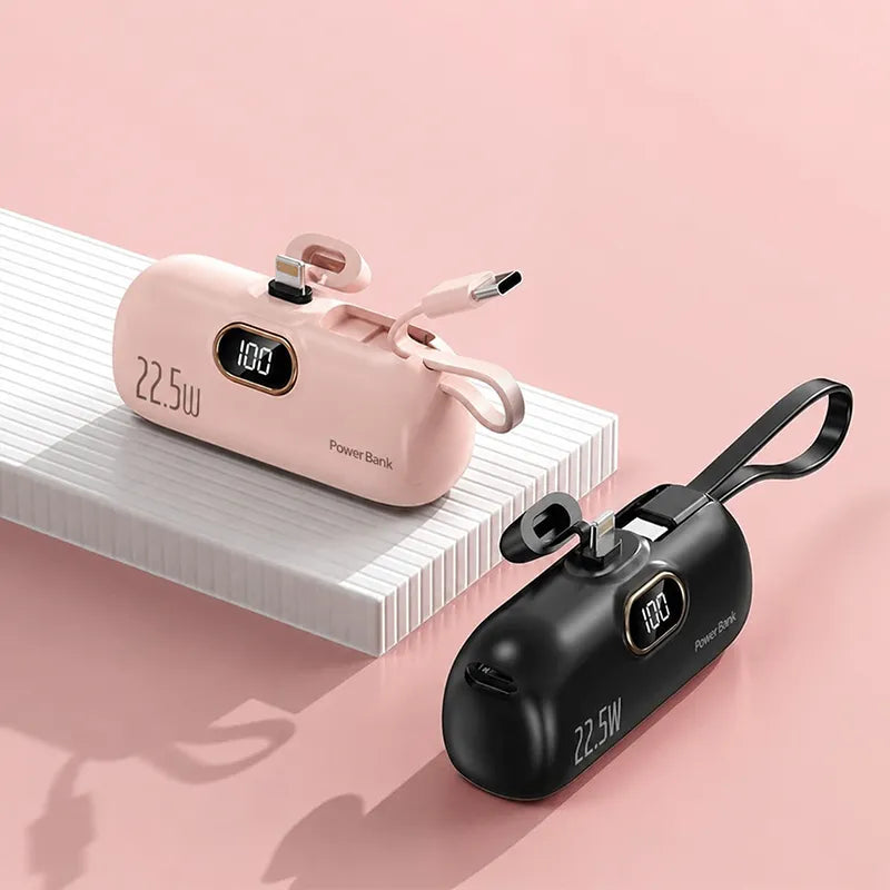 Mini Portable Charger with Built-in Cable