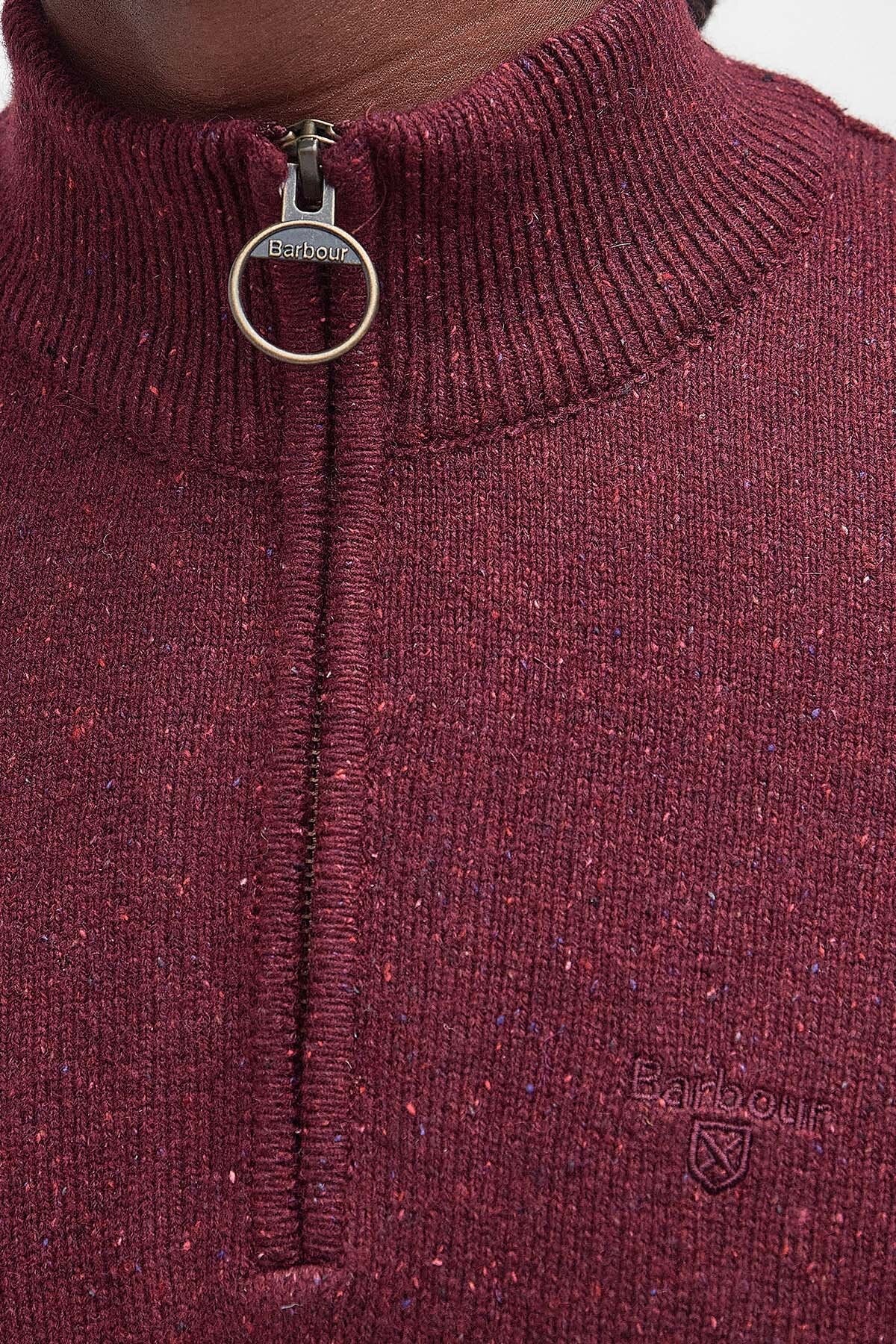 Essential Tisbury Half Zip Knitted Jumper - RUBY