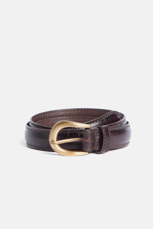 Faux Croc Belt - BLACK CHERRY