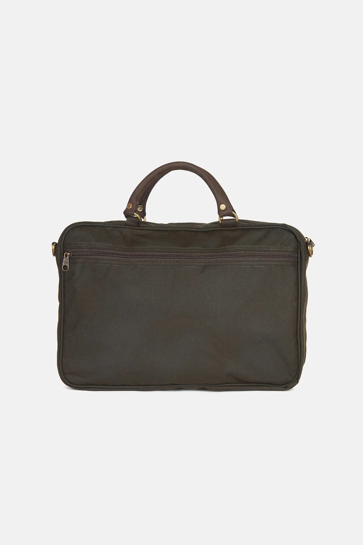 Wax Leather Briefcase - OLIVE