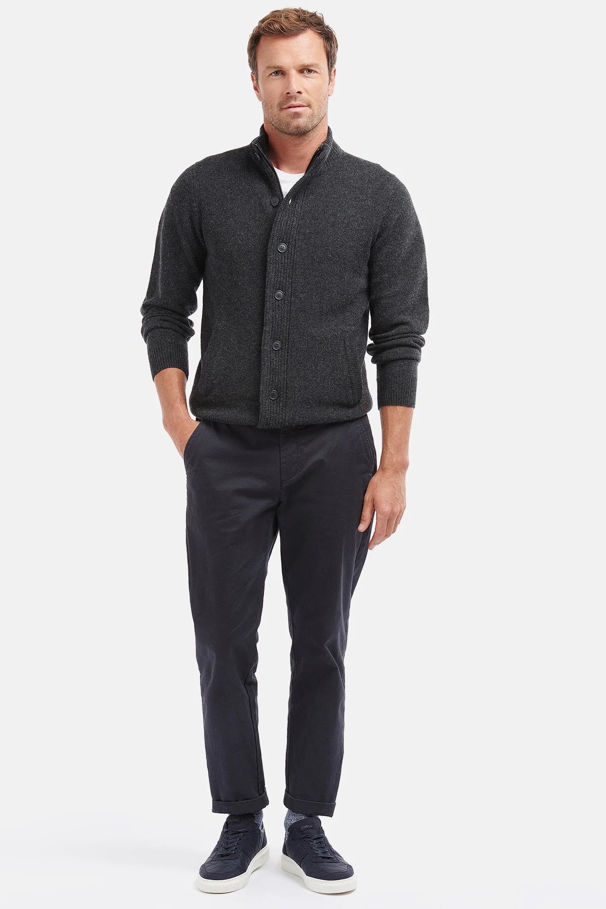 Patch Zip Through - CHARCOAL MARL