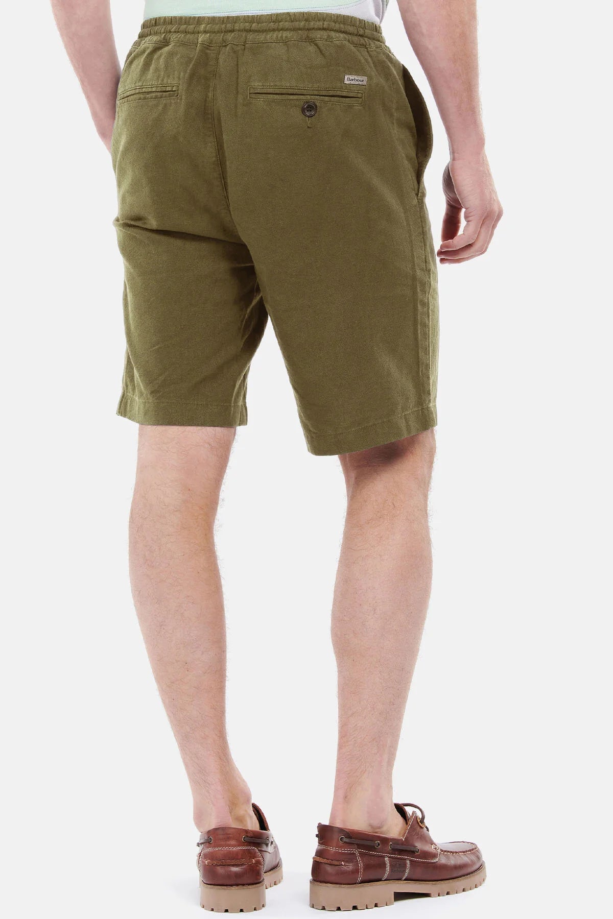 Linen Cotton Mix Shorts - MILITARY GREEN