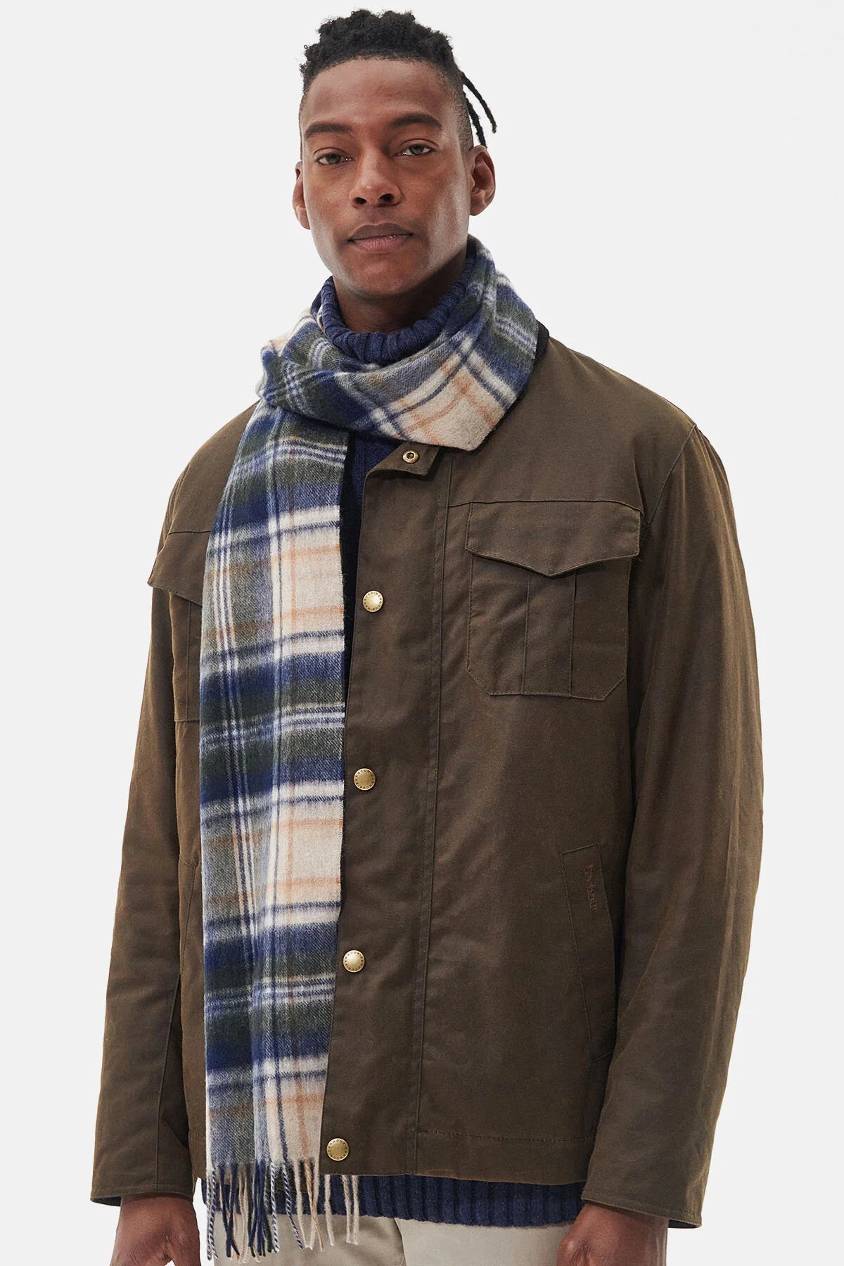 New Check Tartan Scarf - SAND BEIGE PLAID