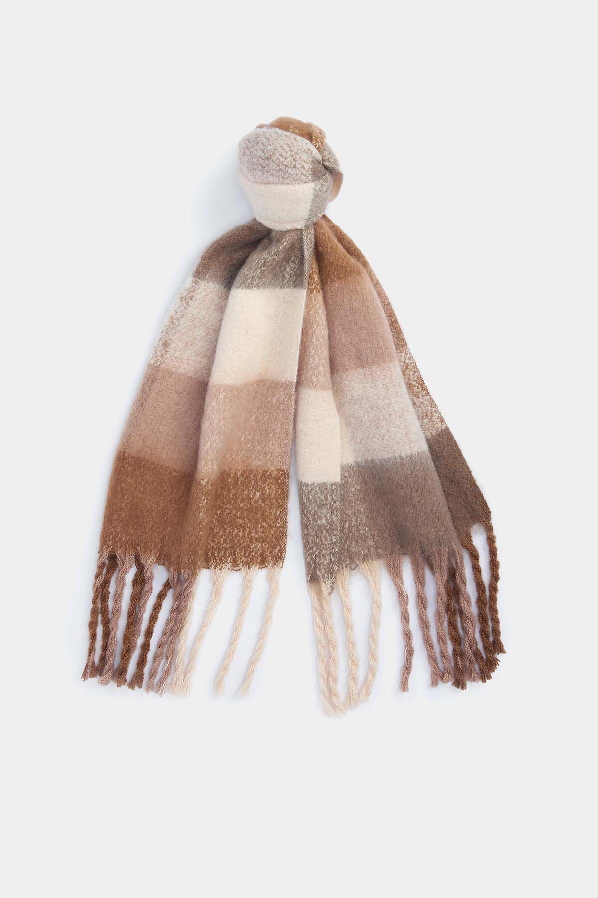 Marie Check Scarf - CAMEL
