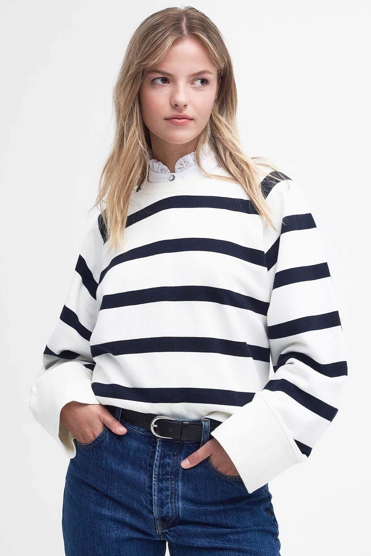 Longfield Striped Sweatshirt - CLOUD/NAVY