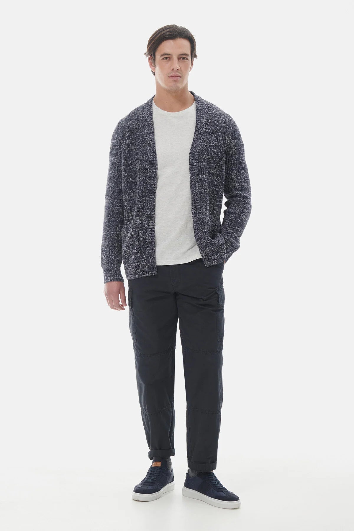 Sid Knitted Cardigan - NAVY MARL