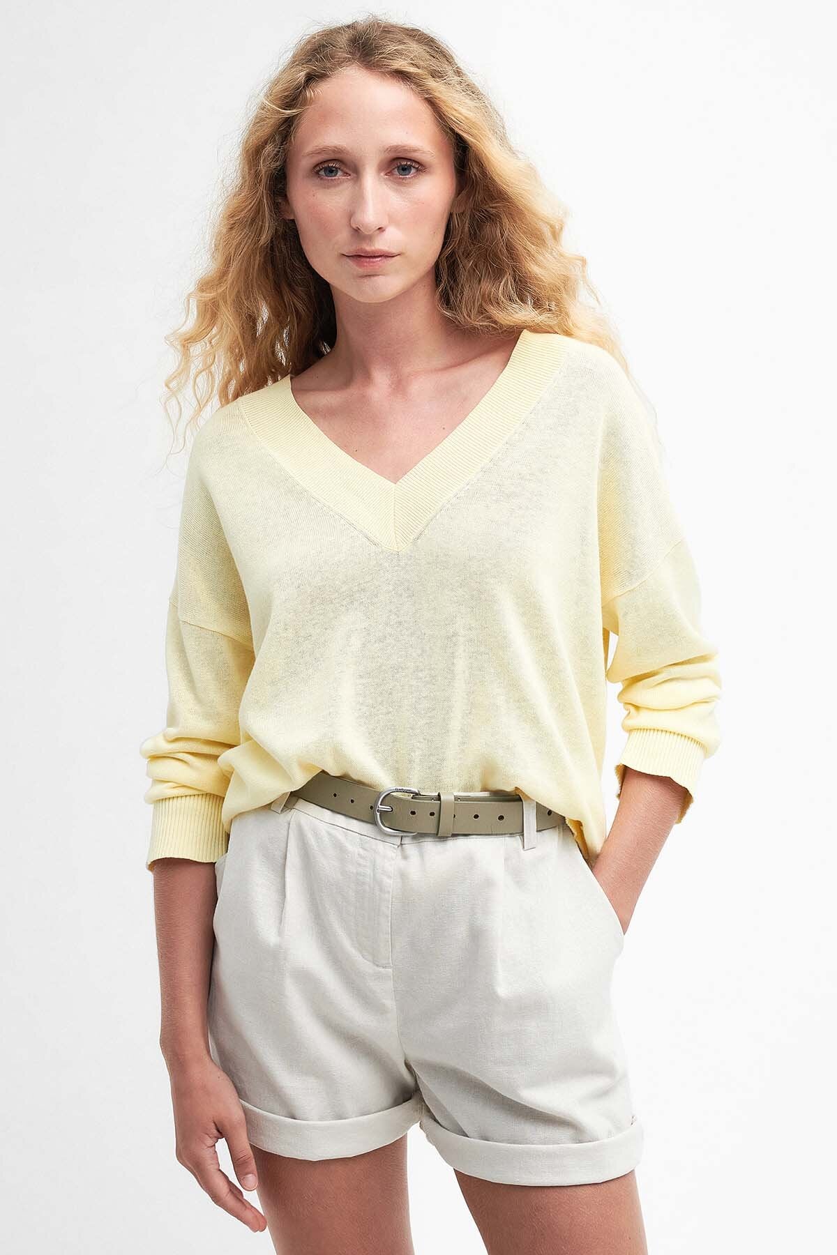 Annie V-Neck Jumper - LEMON SOUFFLE