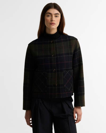 Marlow Tartan Wool Collarless Jacket