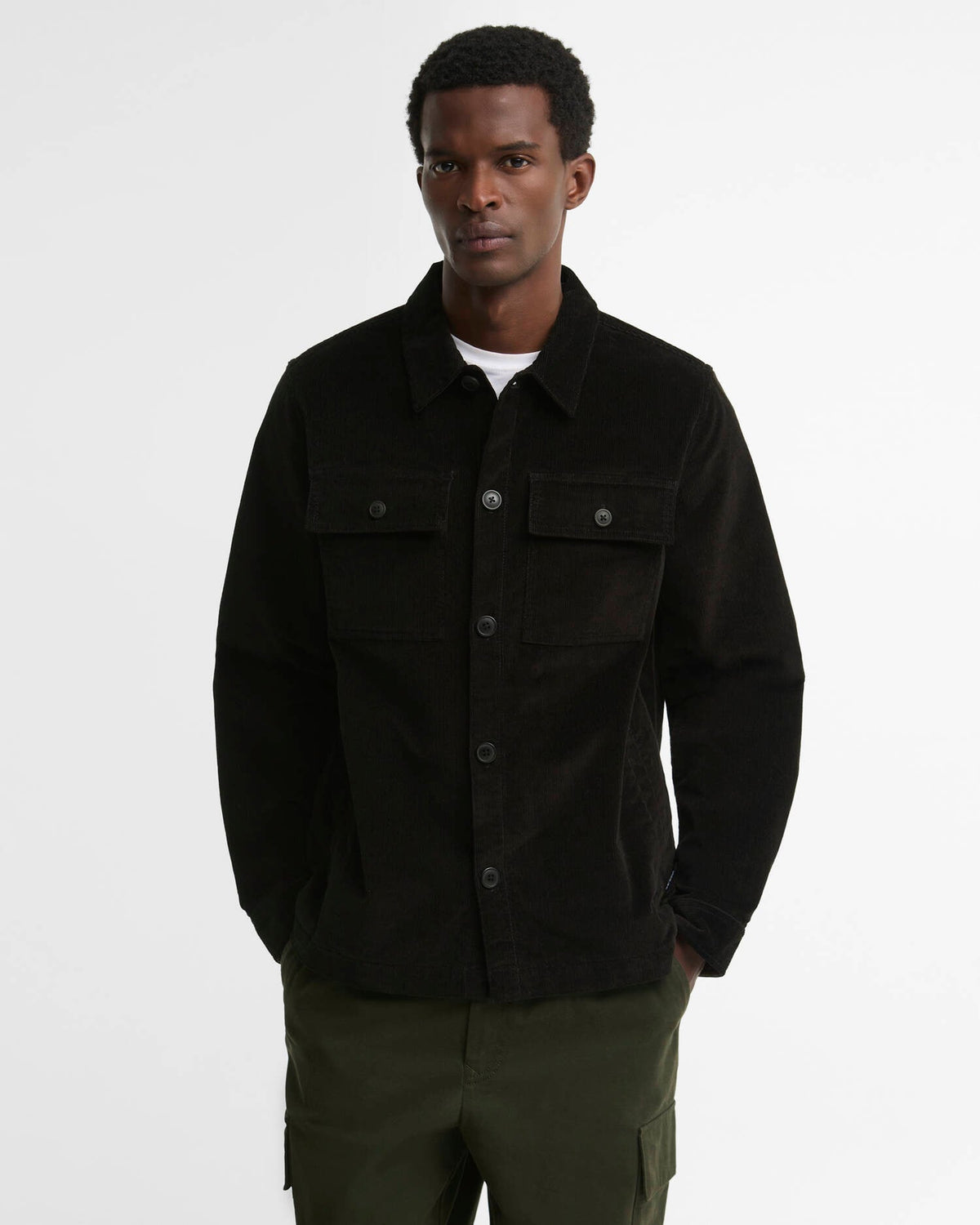 Tartan Trimmed Cord Overshirt