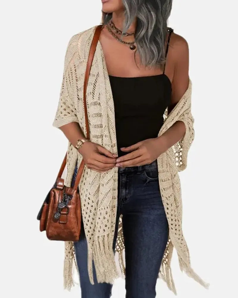 Hollow Out Fringed Cardigan