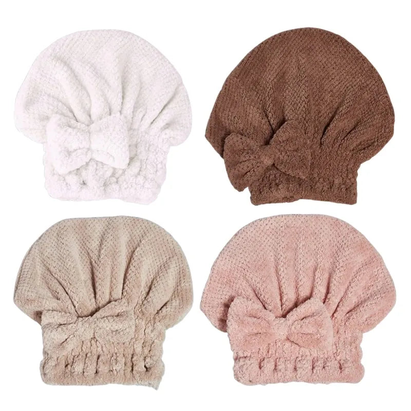 🧢Coral velvet cute bow bath cap