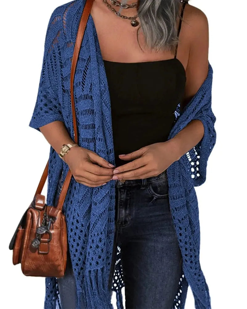 Hollow Out Fringed Cardigan