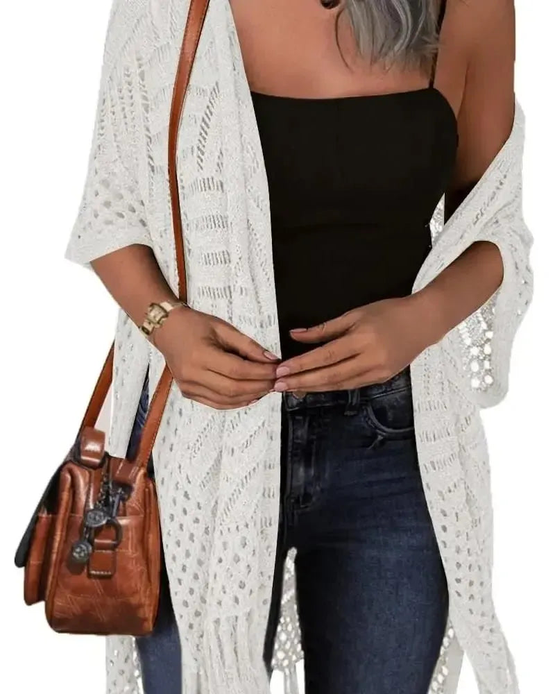 Hollow Out Fringed Cardigan