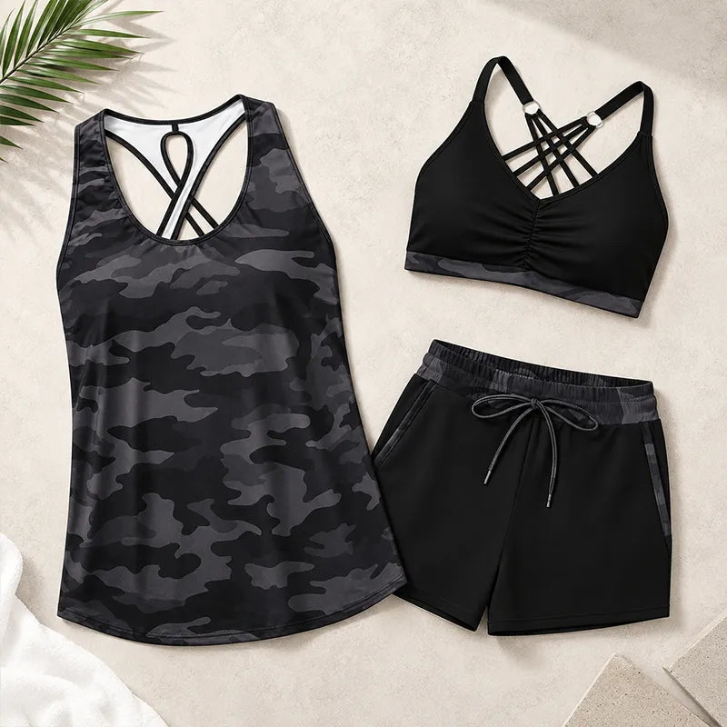 ⏰LAST DAY 49% OFF - 3 Piece Tankini with Shorts 🔥