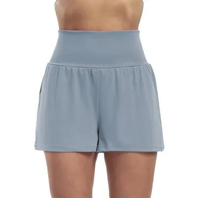 High-Waisted Faux Two-Piece Sports Shorts