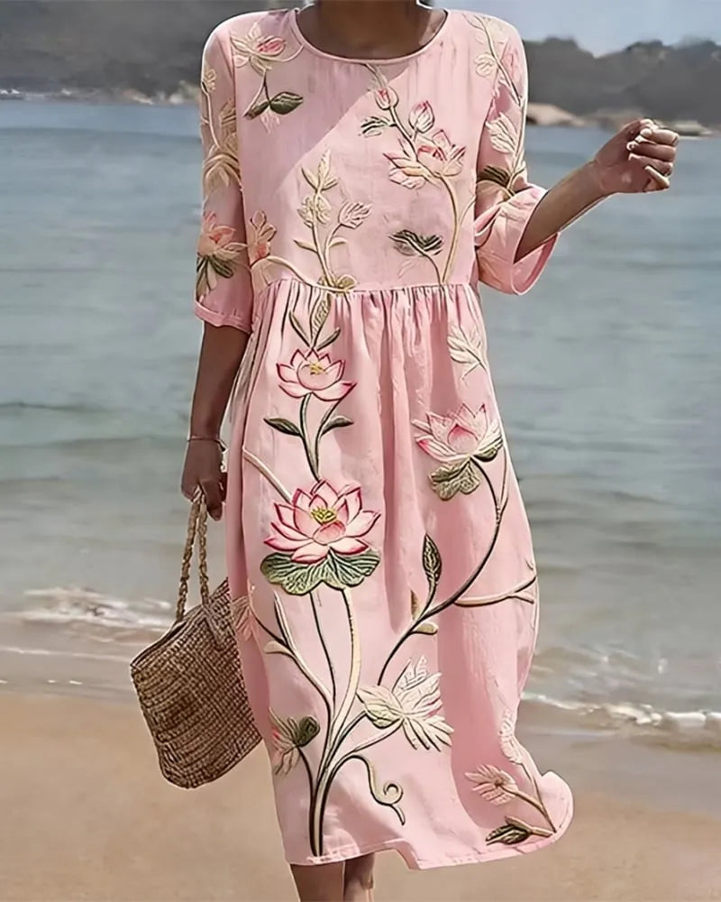 Floral Round Neck Dress