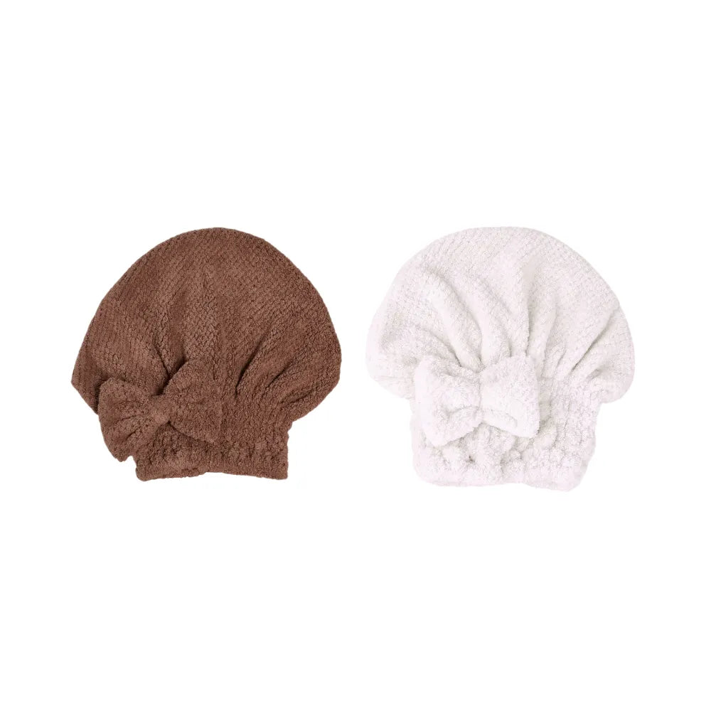 Coral velvet cute bow bath cap
