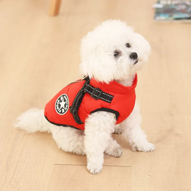 Waterproof Winter Dog Jacket with Built-in Harness
