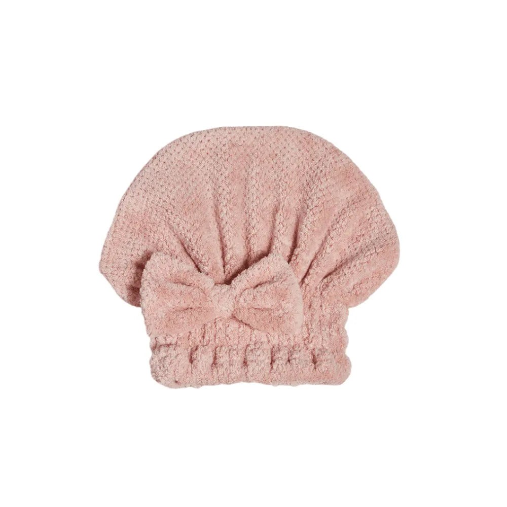 Coral velvet cute bow bath cap