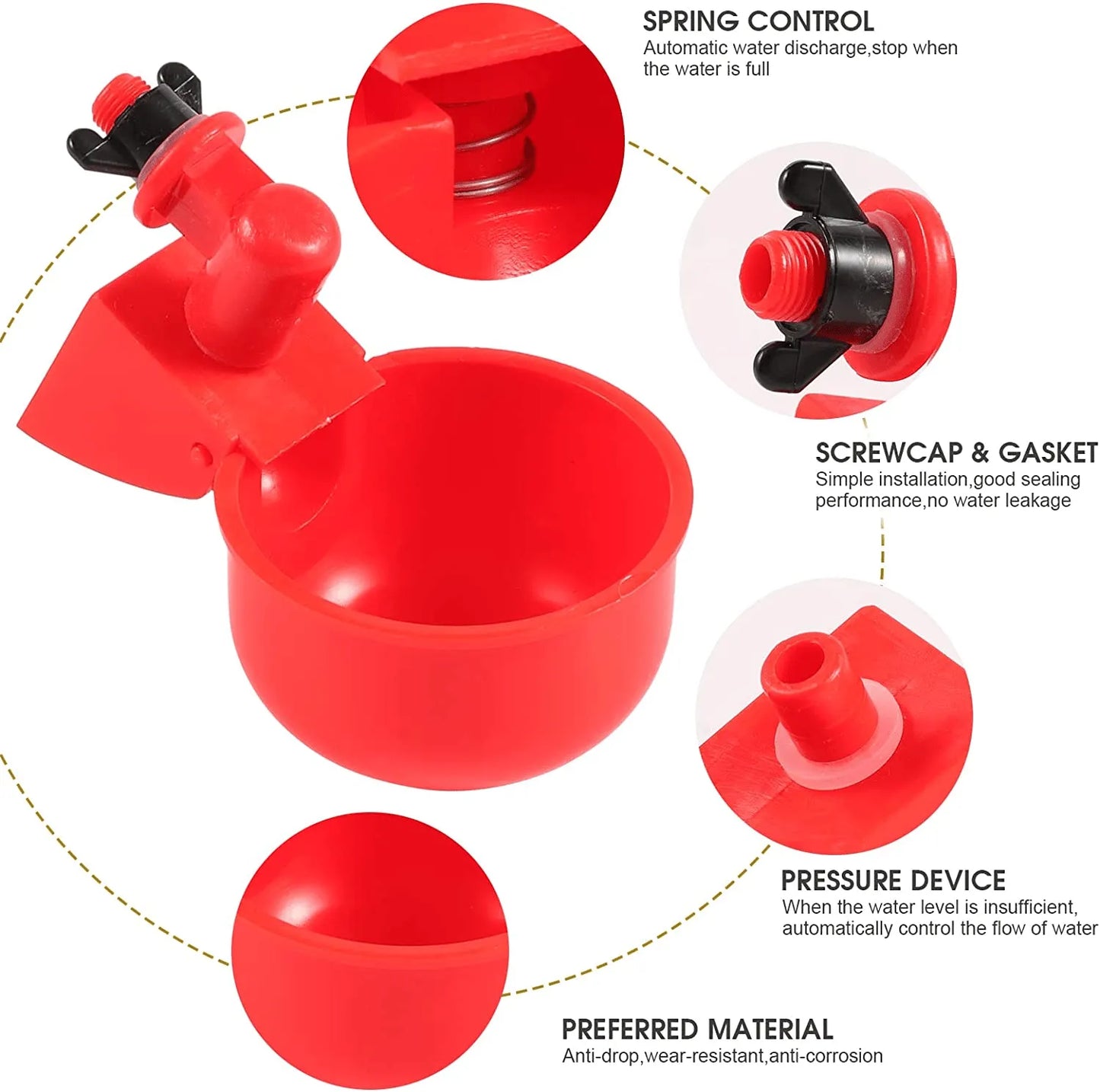 6PCS/SET Automatic Poultry Drinking Bowl