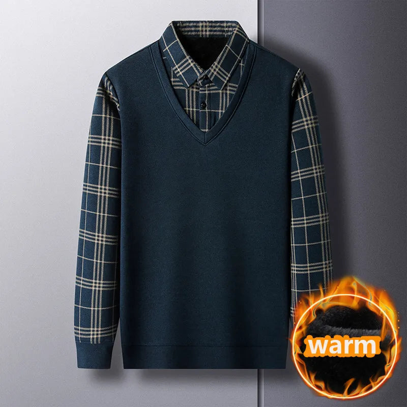🔥 Fake Two Pieces  Knitted Pullover