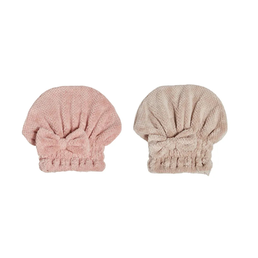 Coral velvet cute bow bath cap