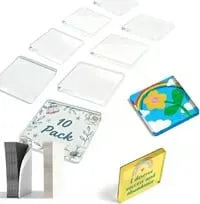 10-Pack 2" x 2" Clear Acrylic DIY Fridge Magnets Set with Adhesive Backing