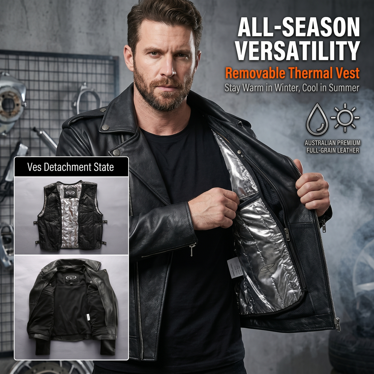 Genuine leather Harley motorcycle riding suit-J40